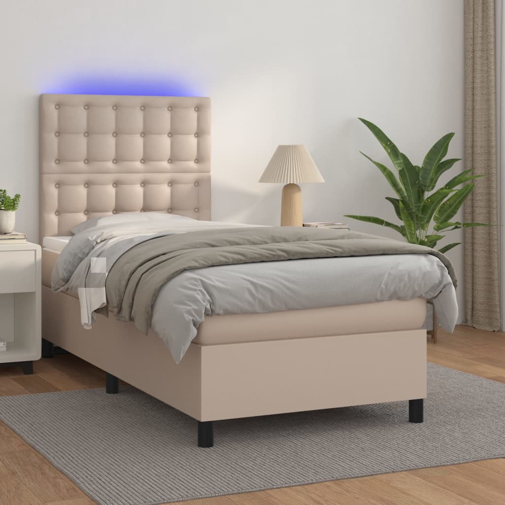 Boxspringbett Mit Matratze & Led -Braun 100X200Cm Cappuccino
