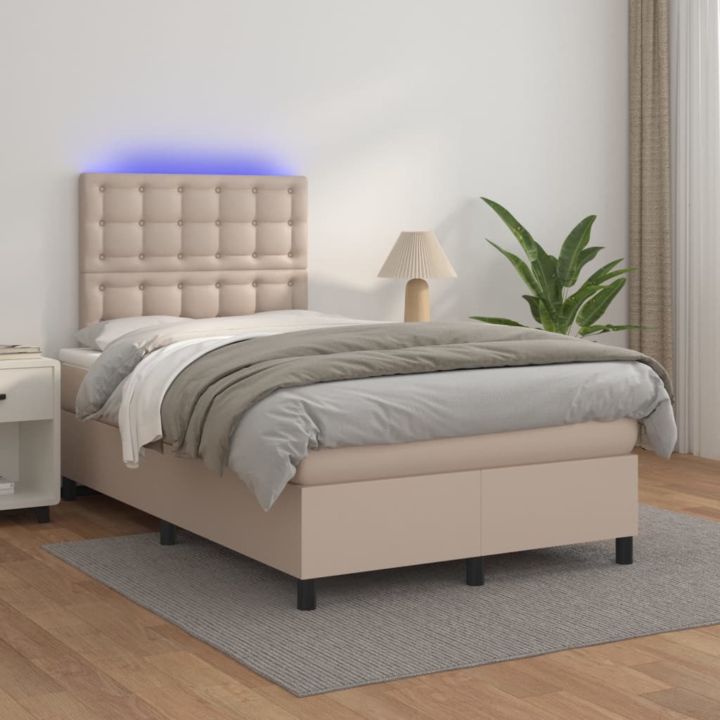 Boxspringbett Mit Matratze & Led -Braun 100X200Cm Cappuccino