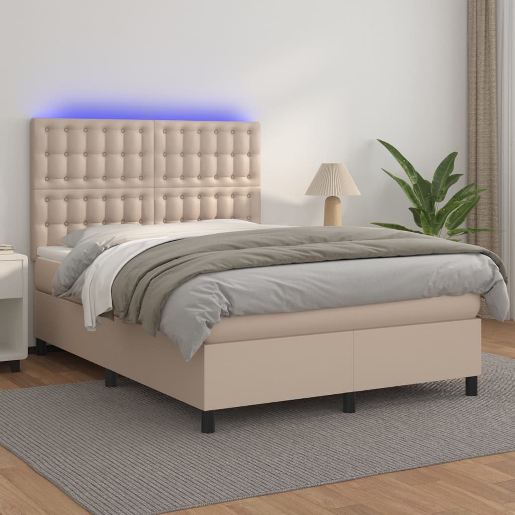 Boxspringbett Mit Matratze & Led -Braun 100X200Cm Cappuccino