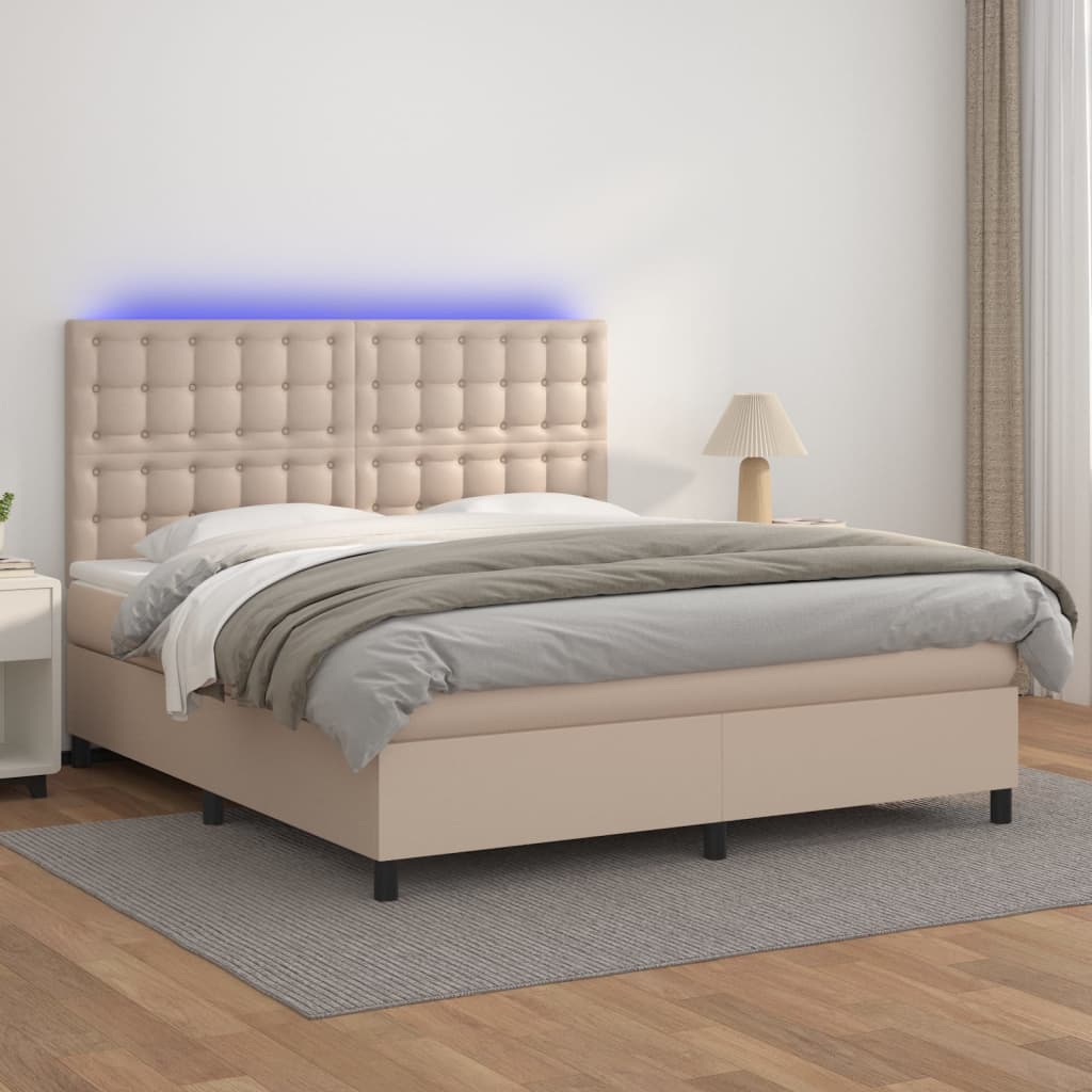 Boxspringbett Mit Matratze & Led -Braun 100X200Cm Cappuccino