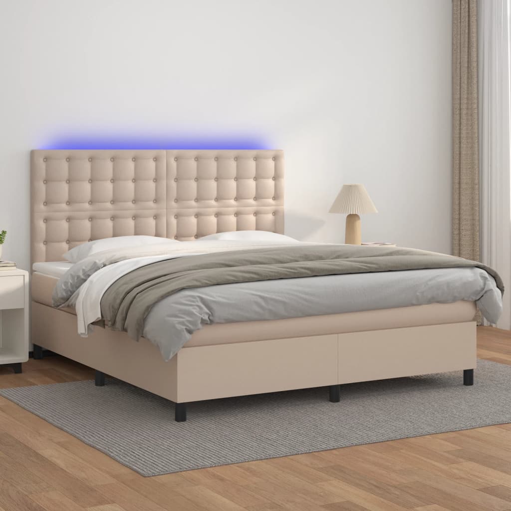 Boxspringbett Mit Matratze & Led -Braun 100X200Cm Cappuccino