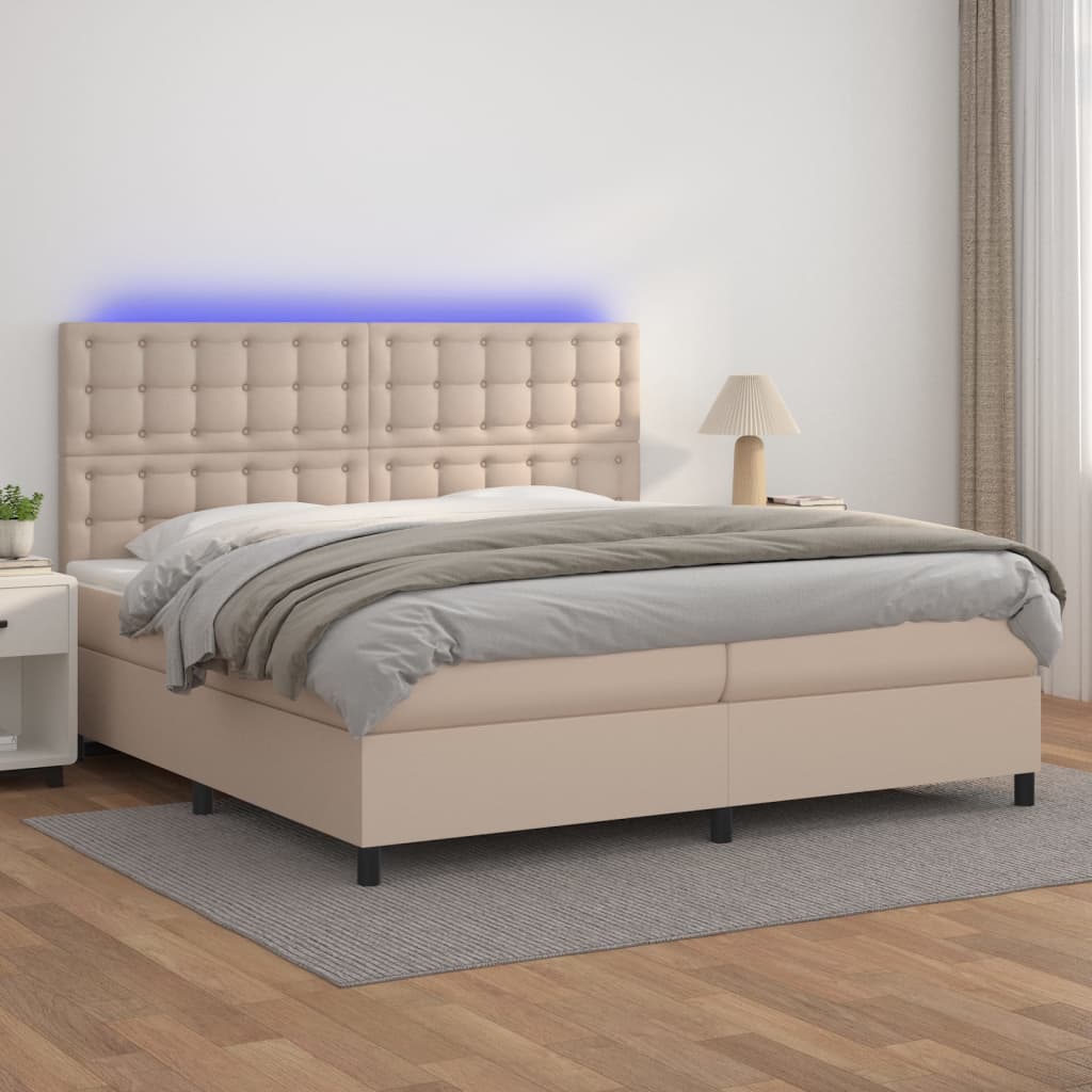 Boxspringbett Mit Matratze & Led -Braun 100X200Cm Cappuccino