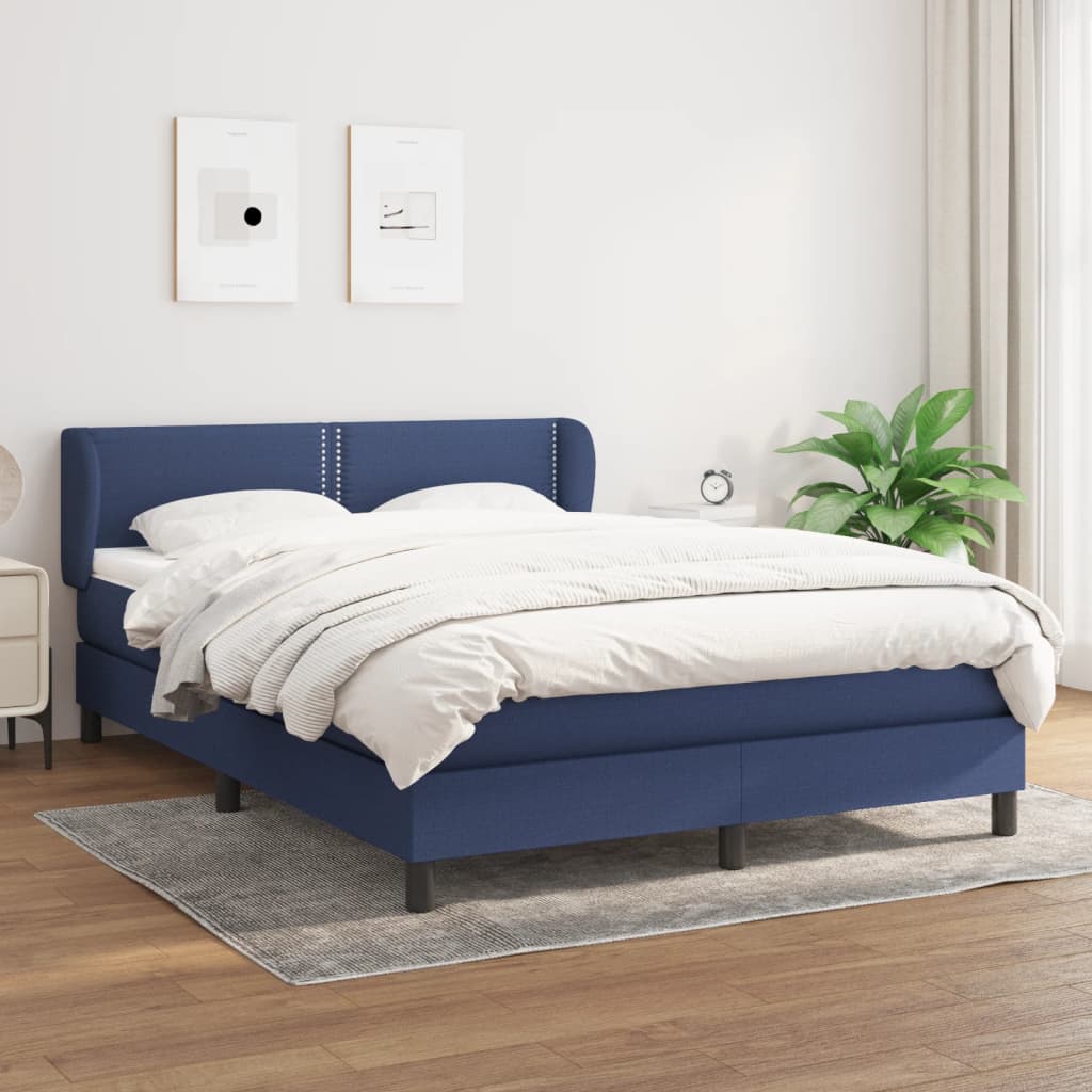 Boxspringbett Mit Matratze Stoff Blau