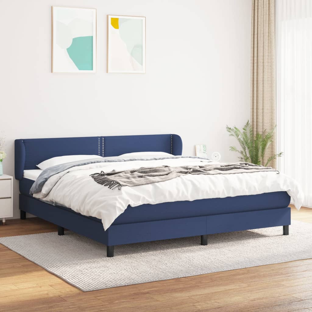 Boxspringbett Mit Matratze Stoff Blau