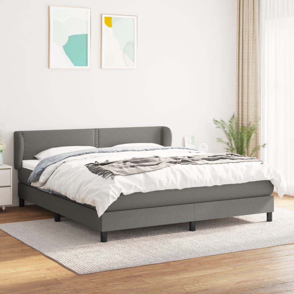 Boxspringbett Mit Matratze Stoff Dunkelgrau