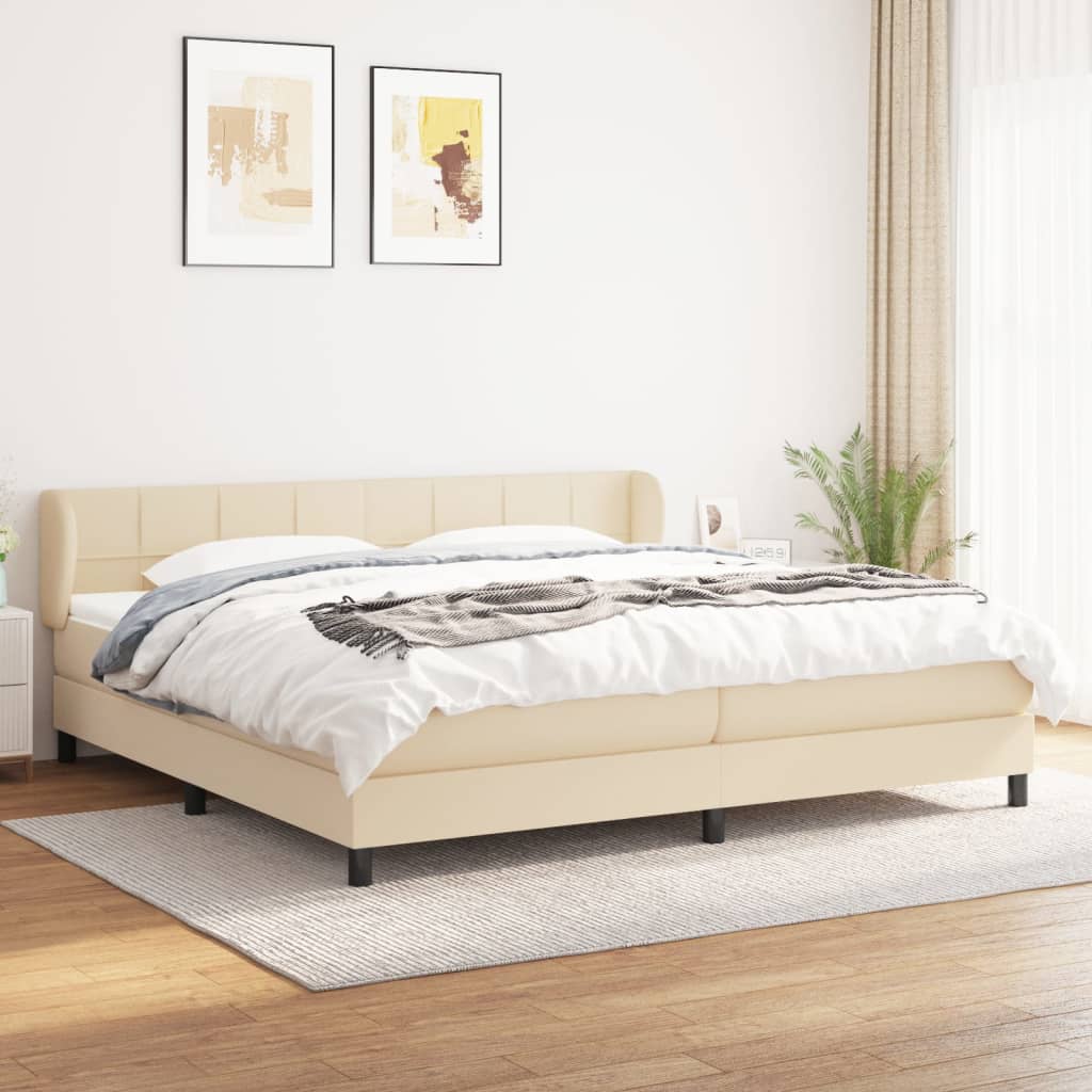 Boxspringbett Mit Matratze Stoff Creme