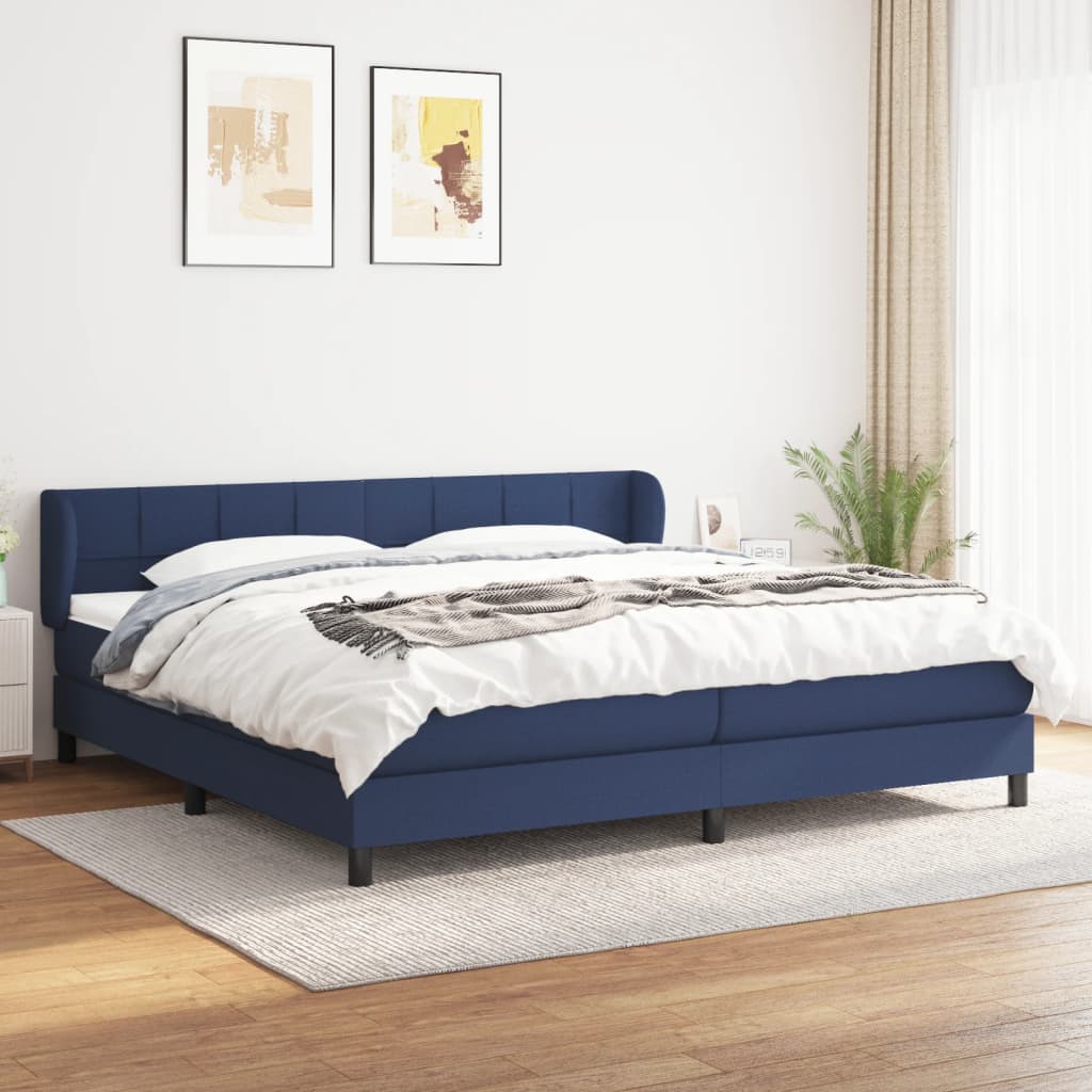 Boxspringbett Mit Matratze Stoff Blau