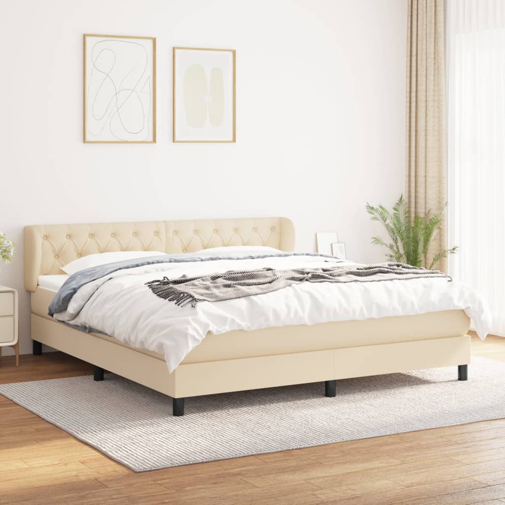 Boxspringbett Mit Matratze Stoff Creme