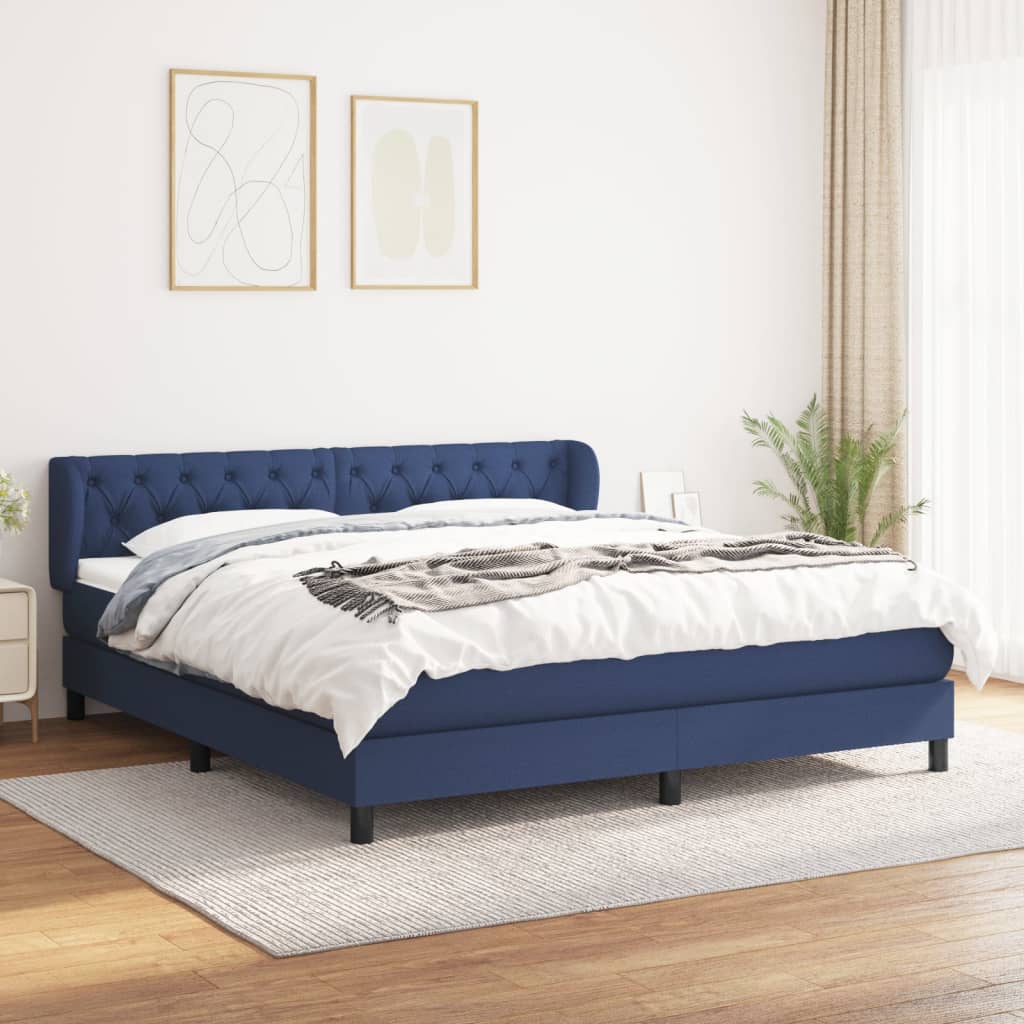 Boxspringbett Mit Matratze Stoff Blau