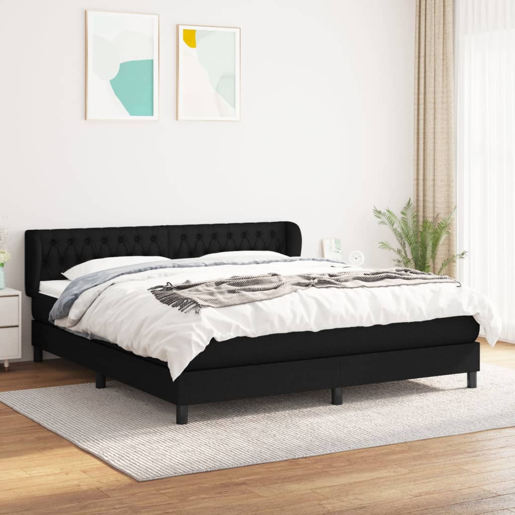 Boxspringbett Mit Matratze Stoff Schwarz