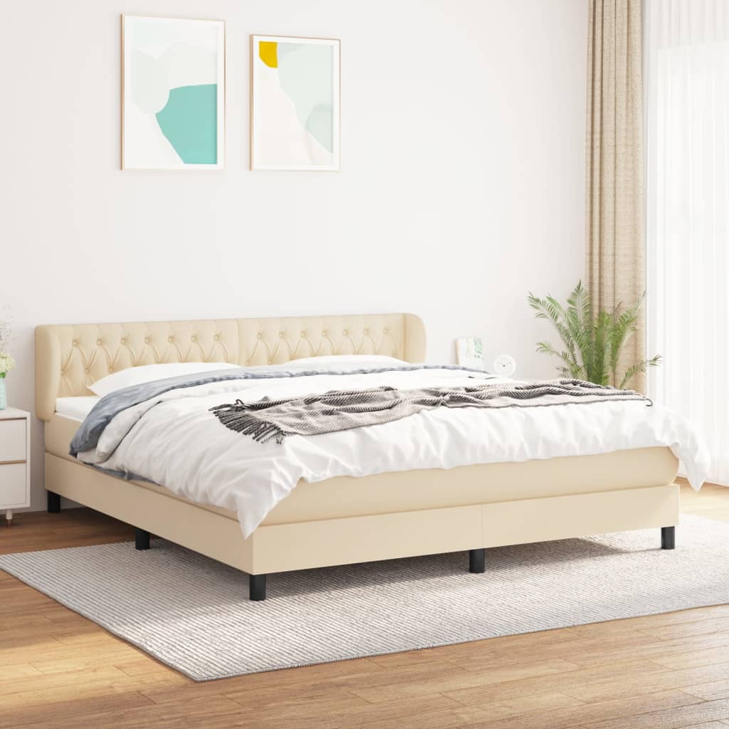 Boxspringbett Mit Matratze Stoff Creme