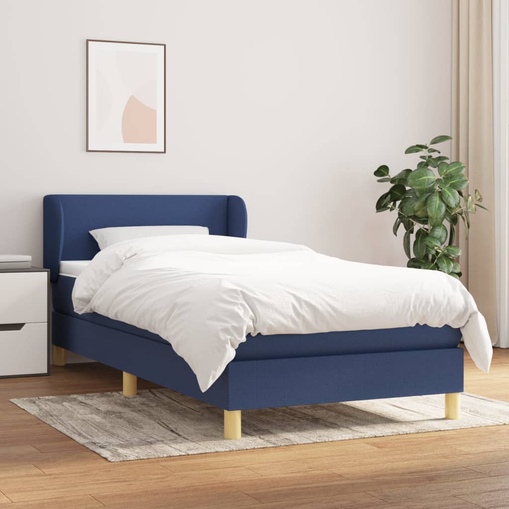 Boxspringbett Mit Matratze Stoff Blau