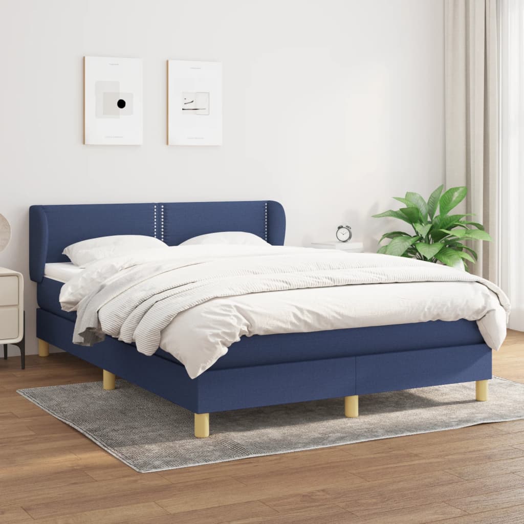 Boxspringbett Mit Matratze Stoff Blau