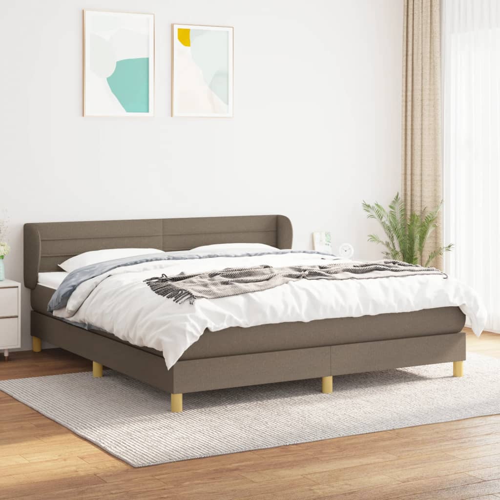 Boxspringbett Mit Matratze Stoff Taupe