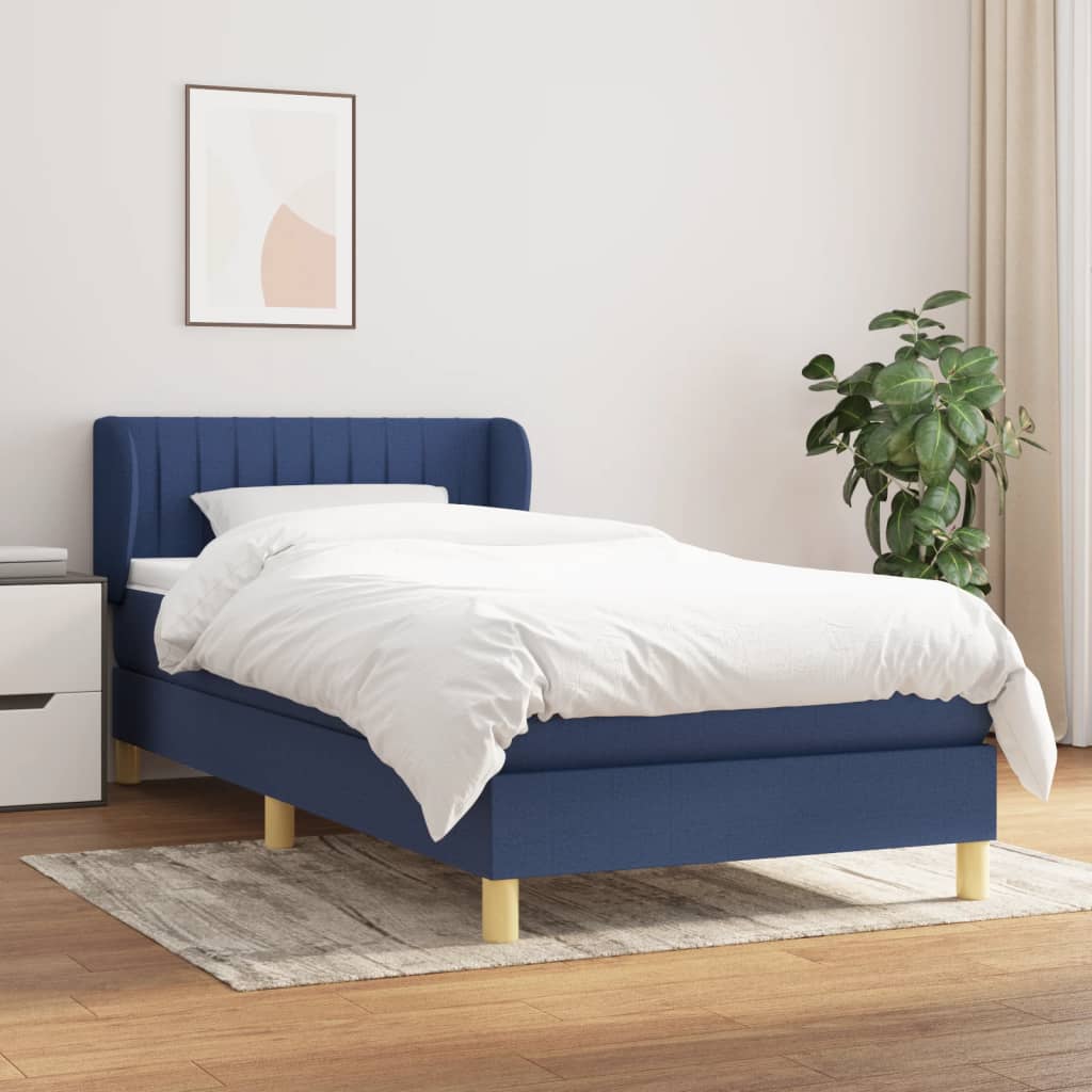 Boxspringbett Mit Matratze Stoff Blau