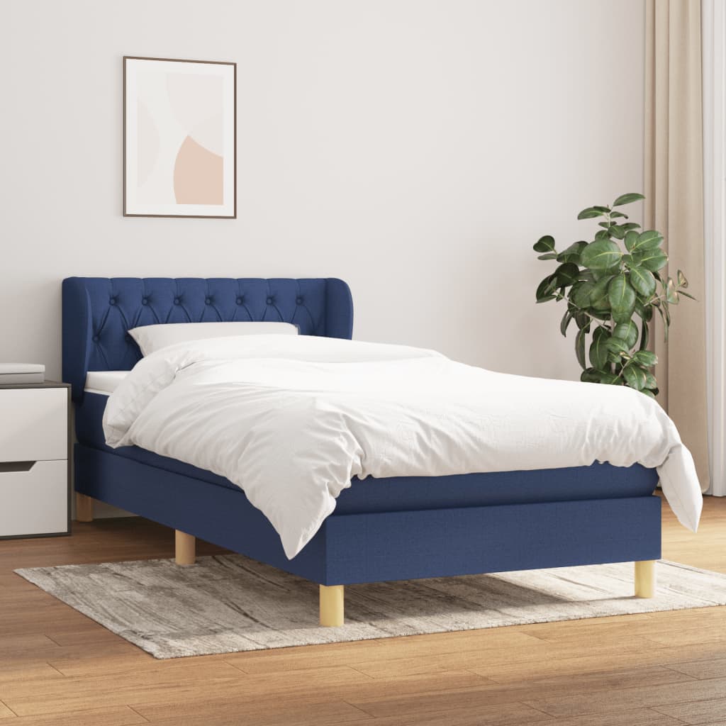 Boxspringbett Mit Matratze Stoff Blau