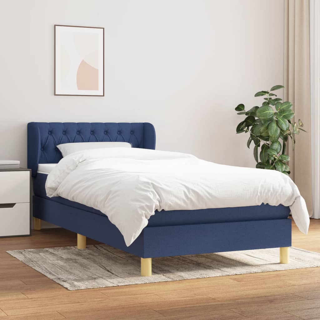 Boxspringbett Mit Matratze Stoff Blau