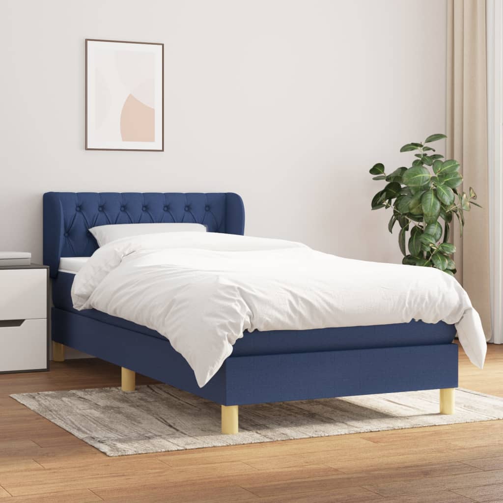 Boxspringbett Mit Matratze Stoff Blau