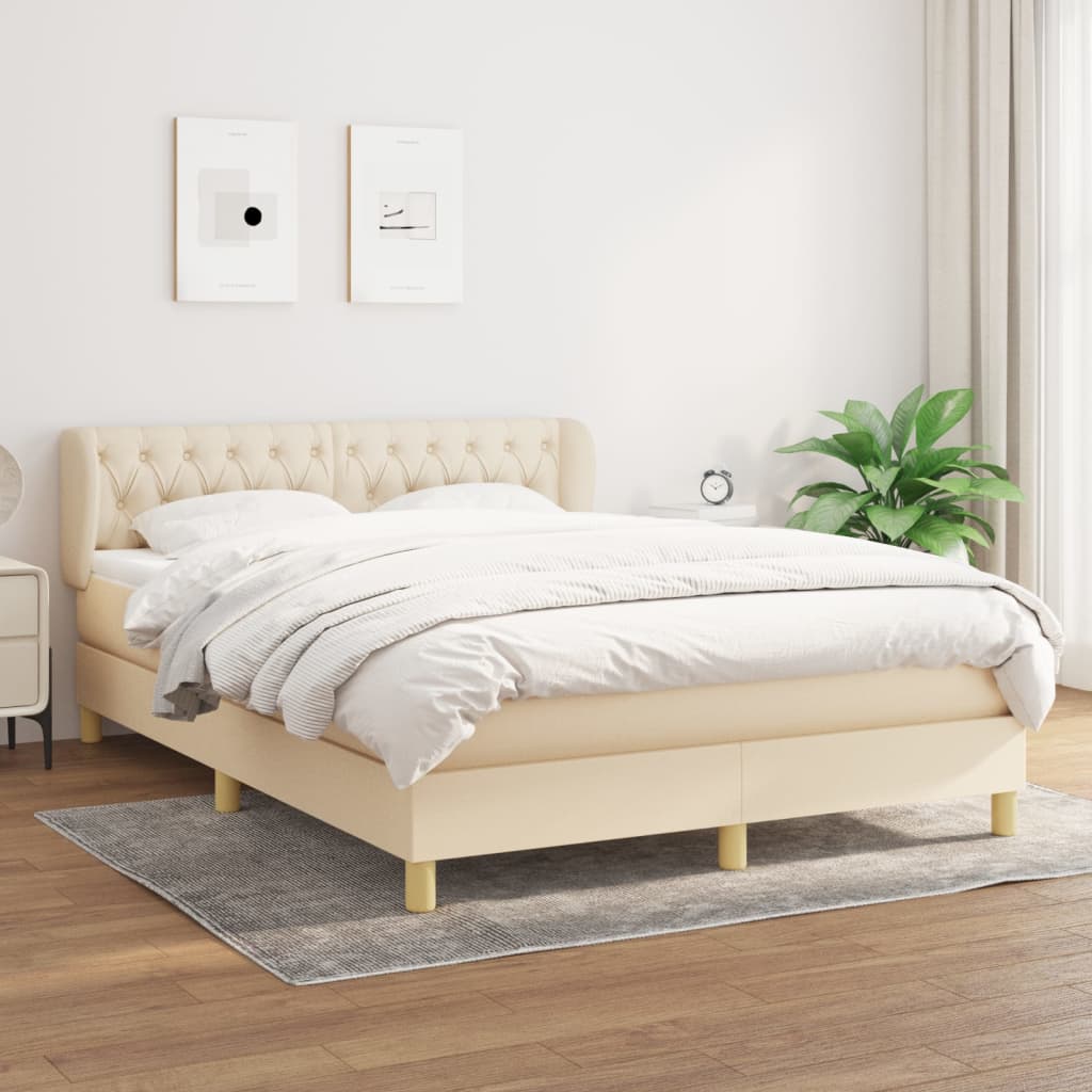 Boxspringbett Mit Matratze Stoff Creme