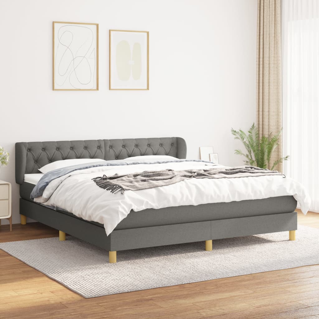 Boxspringbett Mit Matratze Stoff Dunkelgrau