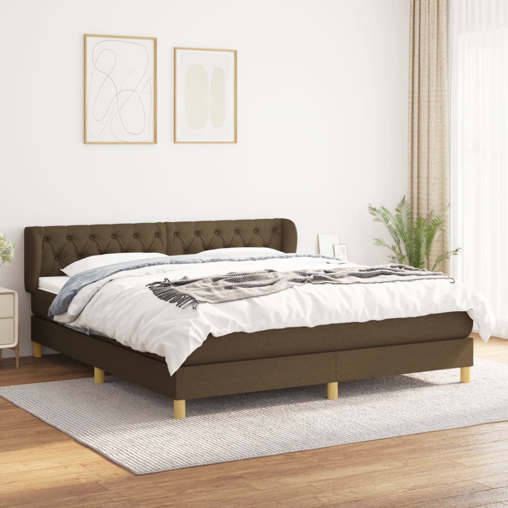 Boxspringbett Mit Matratze Stoff Dunkelbraun