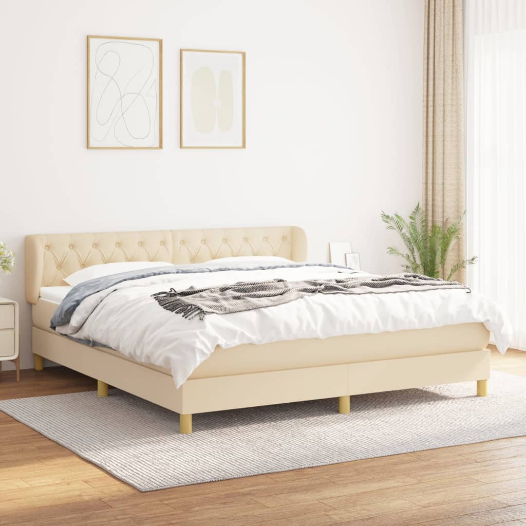 Boxspringbett Mit Matratze Stoff Creme