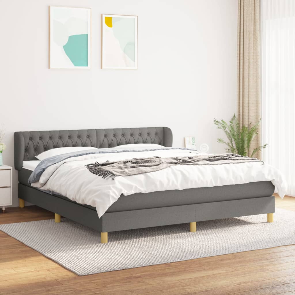 Boxspringbett Mit Matratze Stoff Dunkelgrau