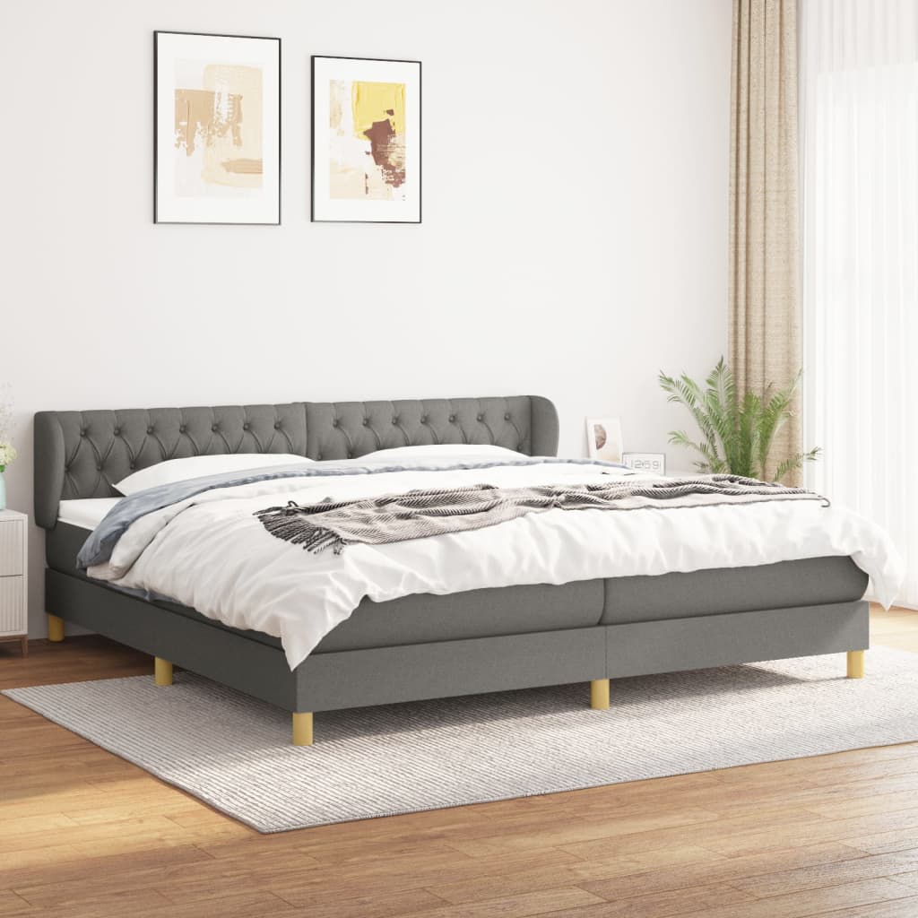 Boxspringbett Mit Matratze Stoff Dunkelgrau