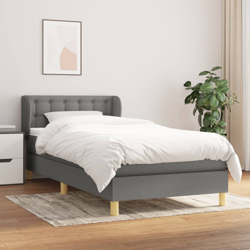 Boxspringbett Mit Matratze Stoff Dunkelgrau
