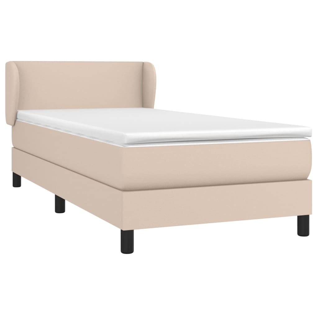 Boxspringbett Mit Matratze -Braun 90X200Cm Kunstleder Cappuccino