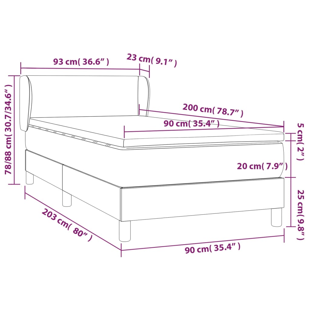 Boxspringbett Mit Matratze -Braun 90X200Cm Kunstleder Cappuccino