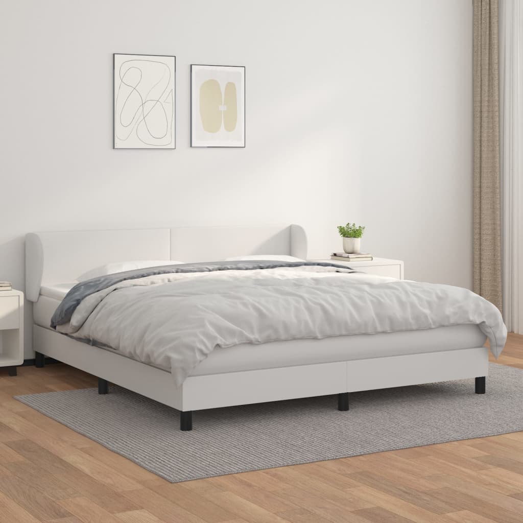 Boxspringbett Mit Matratze Kunstleder Weiß