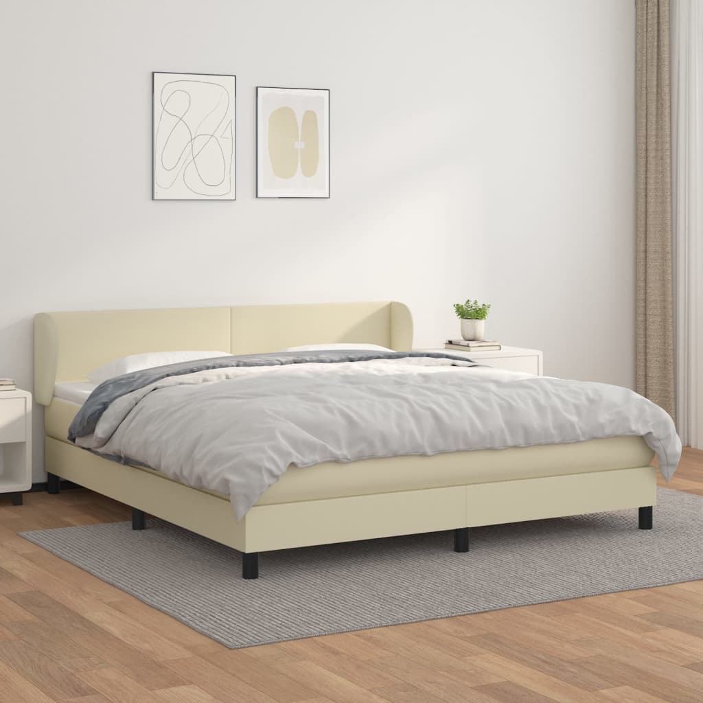 Boxspringbett Mit Matratze Kunstleder Creme