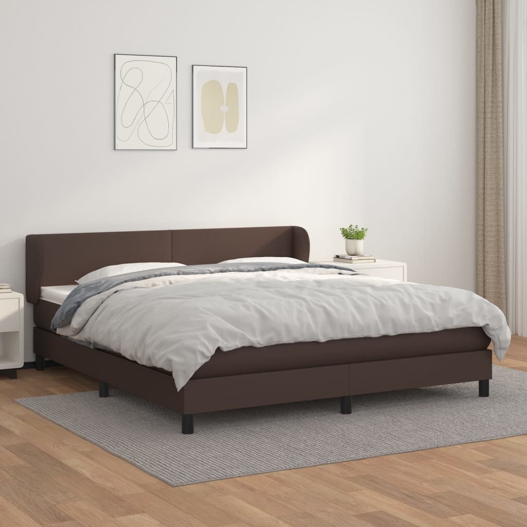 Boxspringbett Mit Matratze Kunstleder Braun