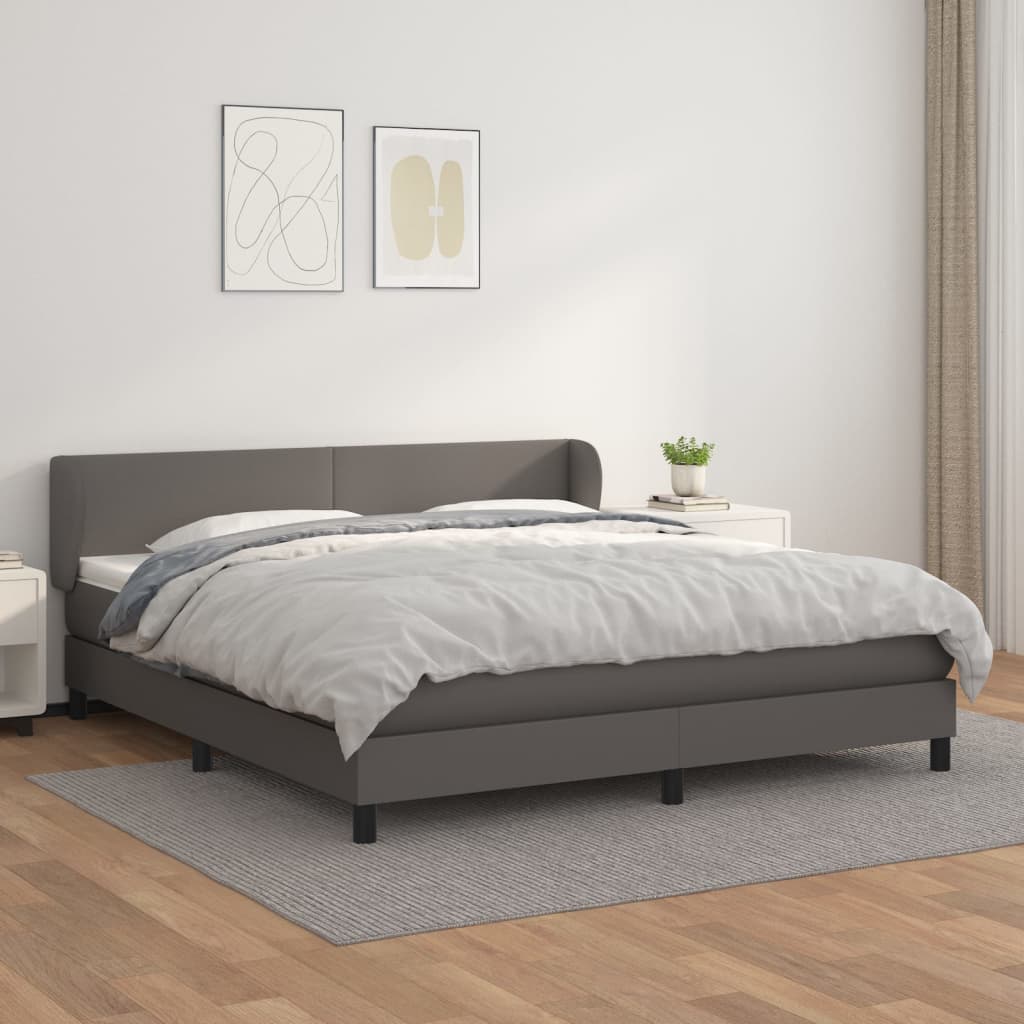 Boxspringbett Mit Matratze Kunstleder Grau