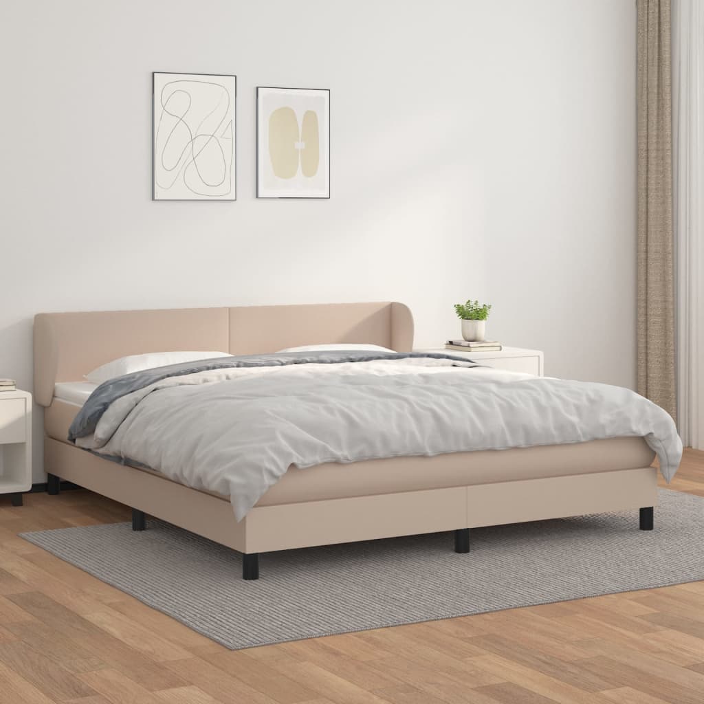 Boxspringbett Mit Matratze -Braun 90X200Cm Kunstleder Cappuccino