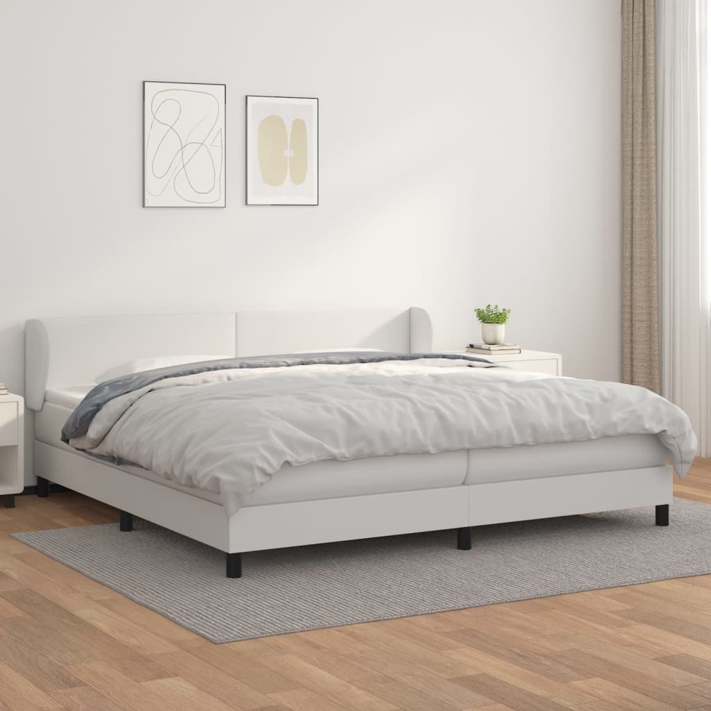Boxspringbett Mit Matratze Kunstleder Weiß