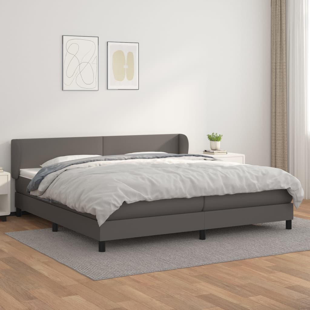 Boxspringbett Mit Matratze Kunstleder Grau