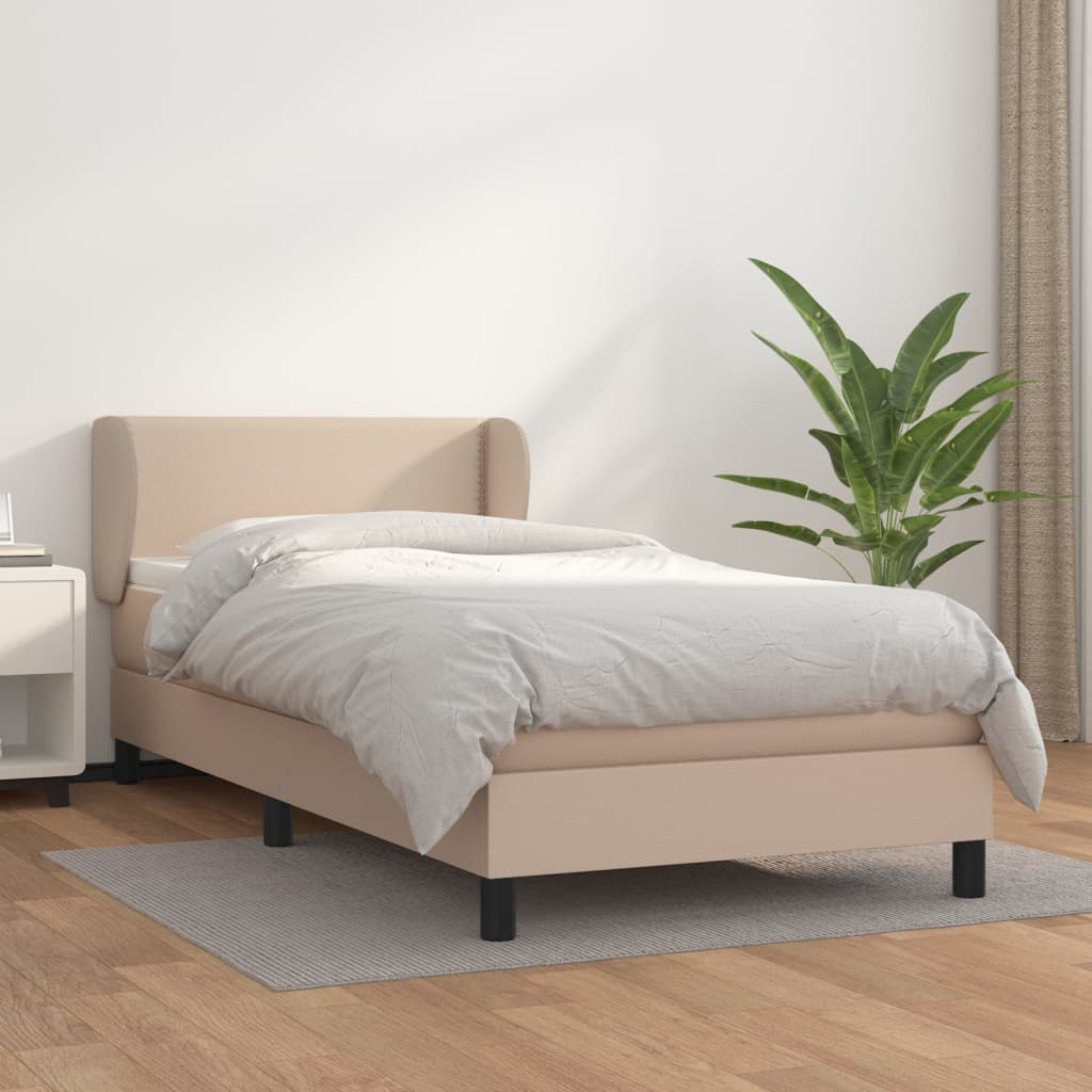 Boxspringbett Mit Matratze -Braun 90X200Cm Kunstleder Cappuccino