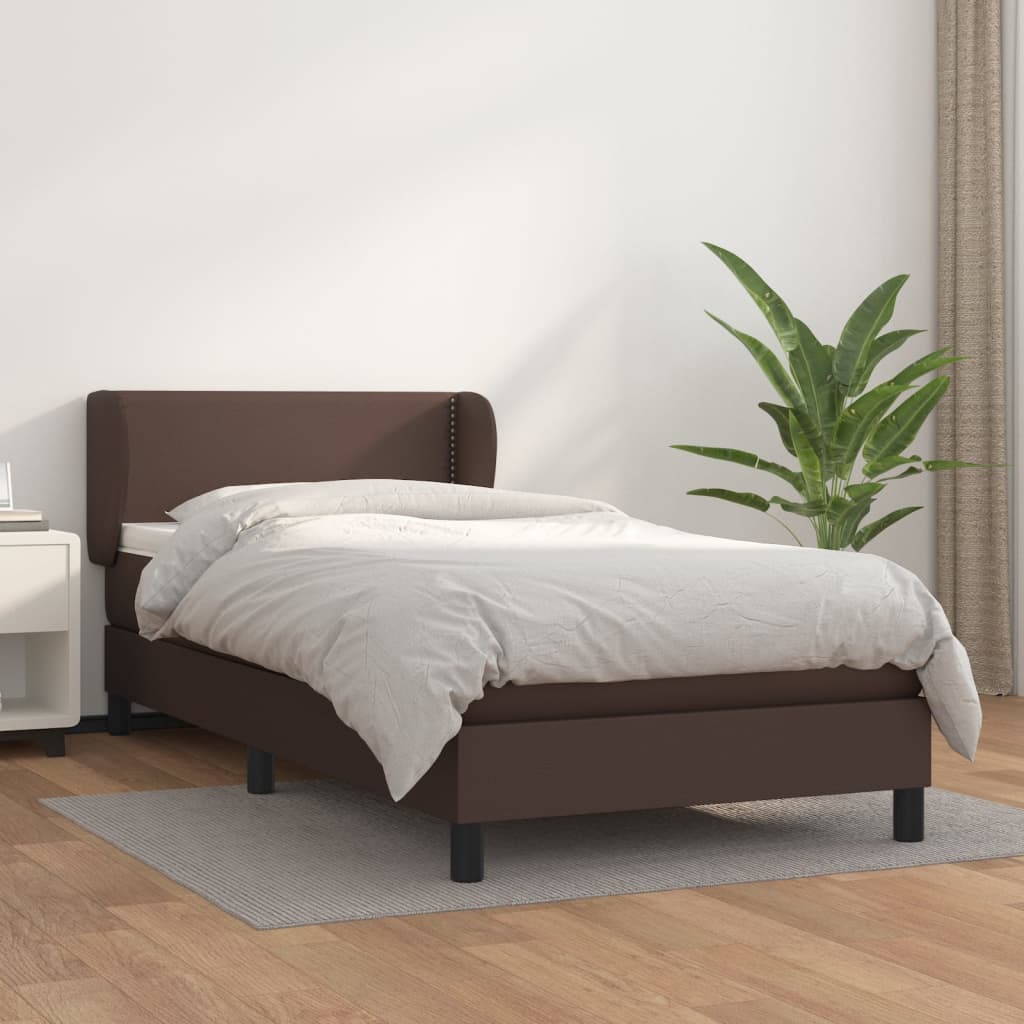 Boxspringbett Mit Matratze Kunstleder Braun