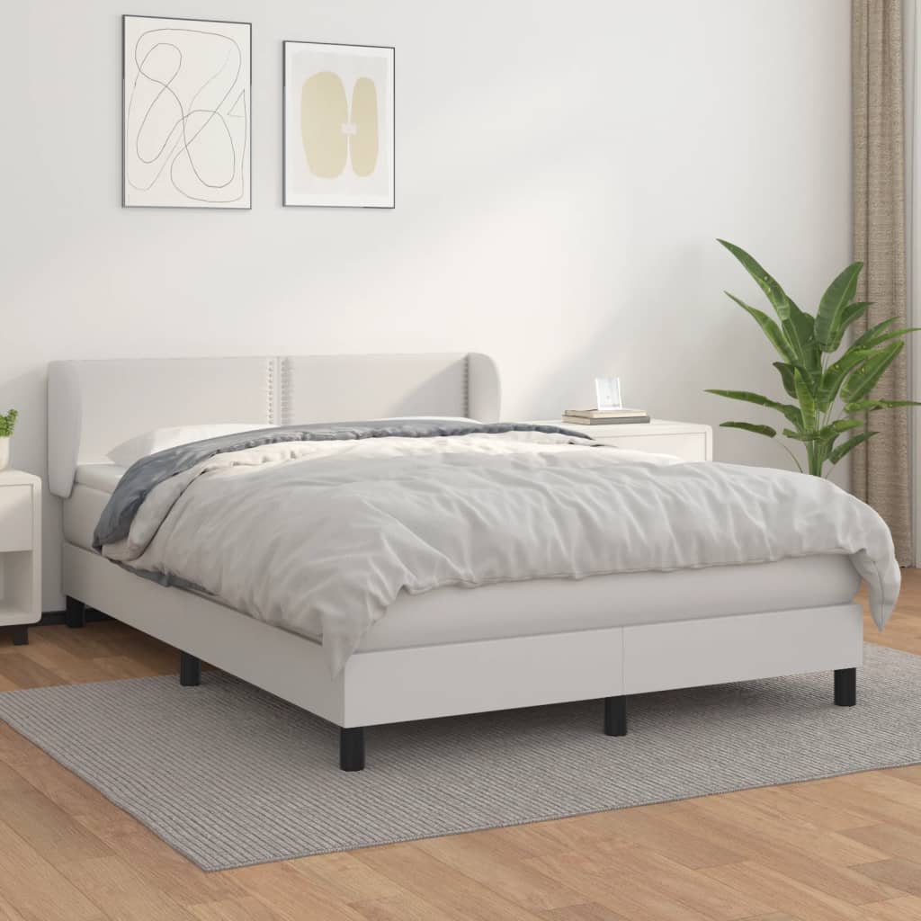 Boxspringbett Mit Matratze Kunstleder Weiß