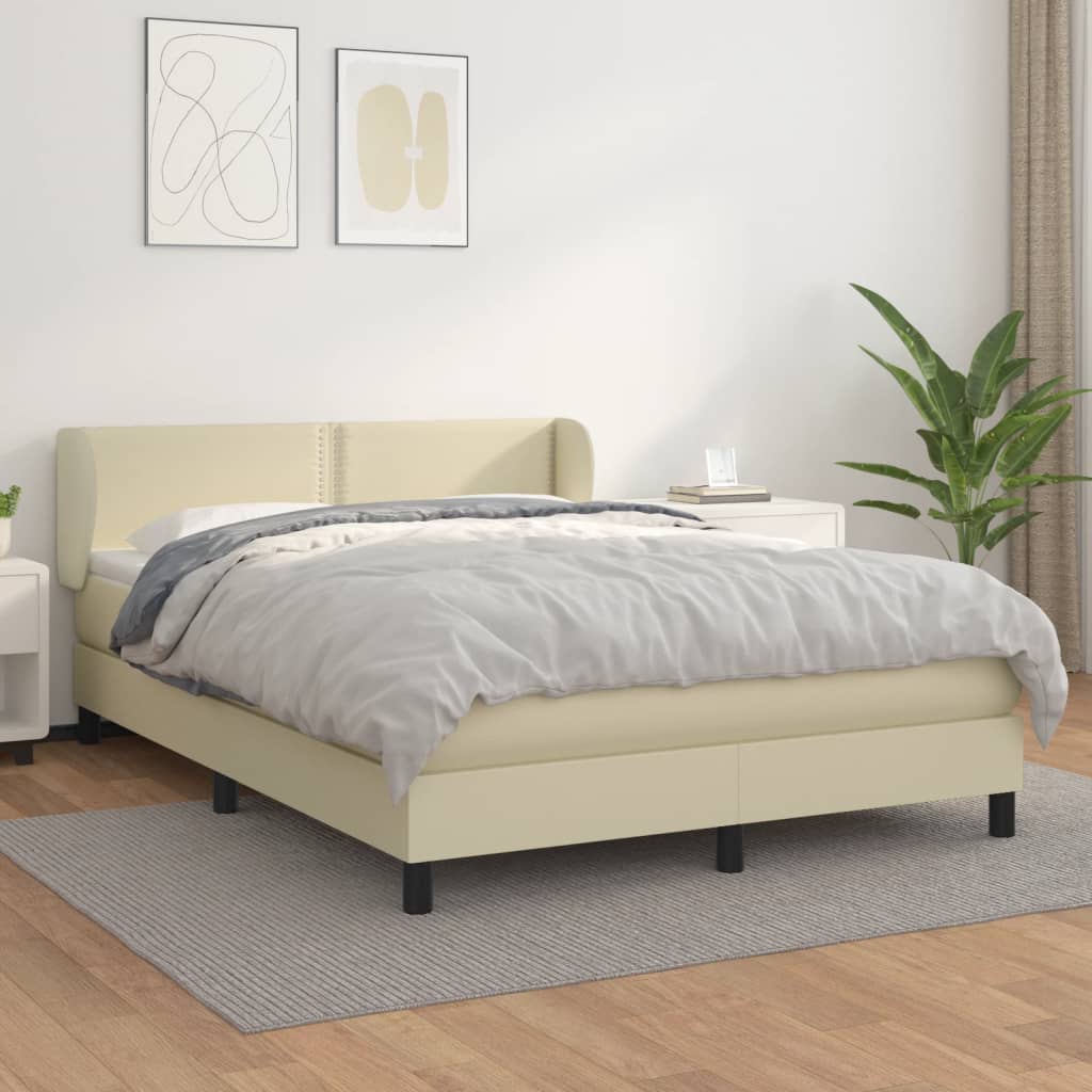 Boxspringbett Mit Matratze Kunstleder Creme