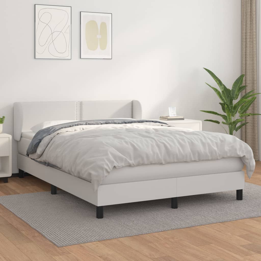 Boxspringbett Mit Matratze Kunstleder Weiß