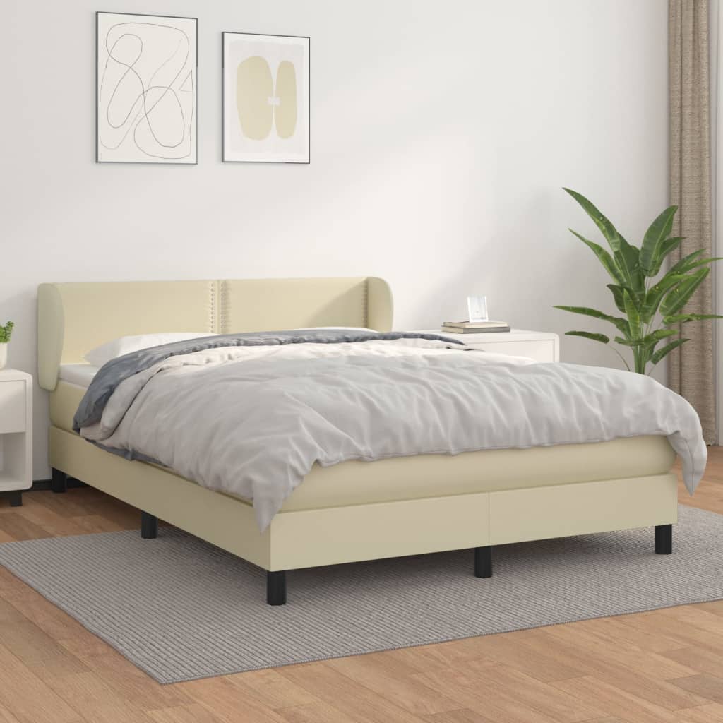 Boxspringbett Mit Matratze Kunstleder Creme