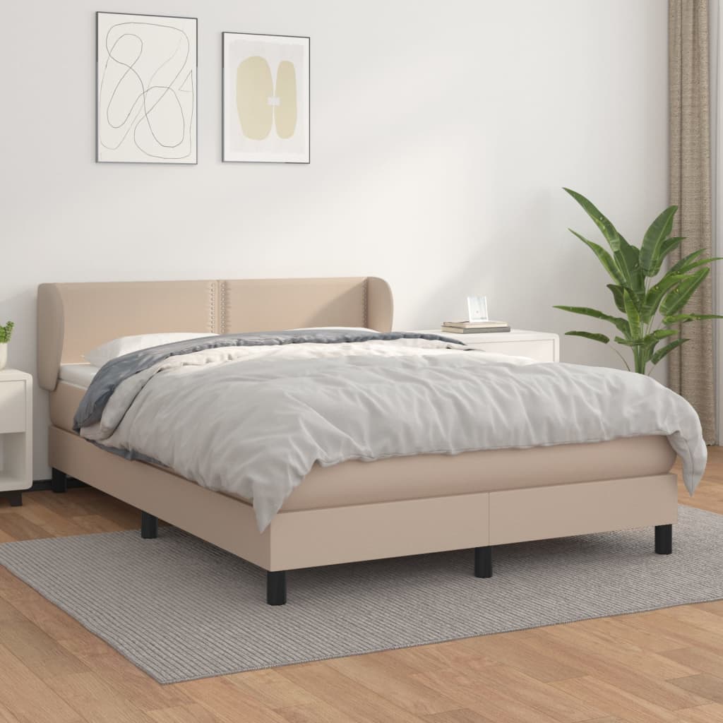 Boxspringbett Mit Matratze -Braun 90X200Cm Kunstleder Cappuccino