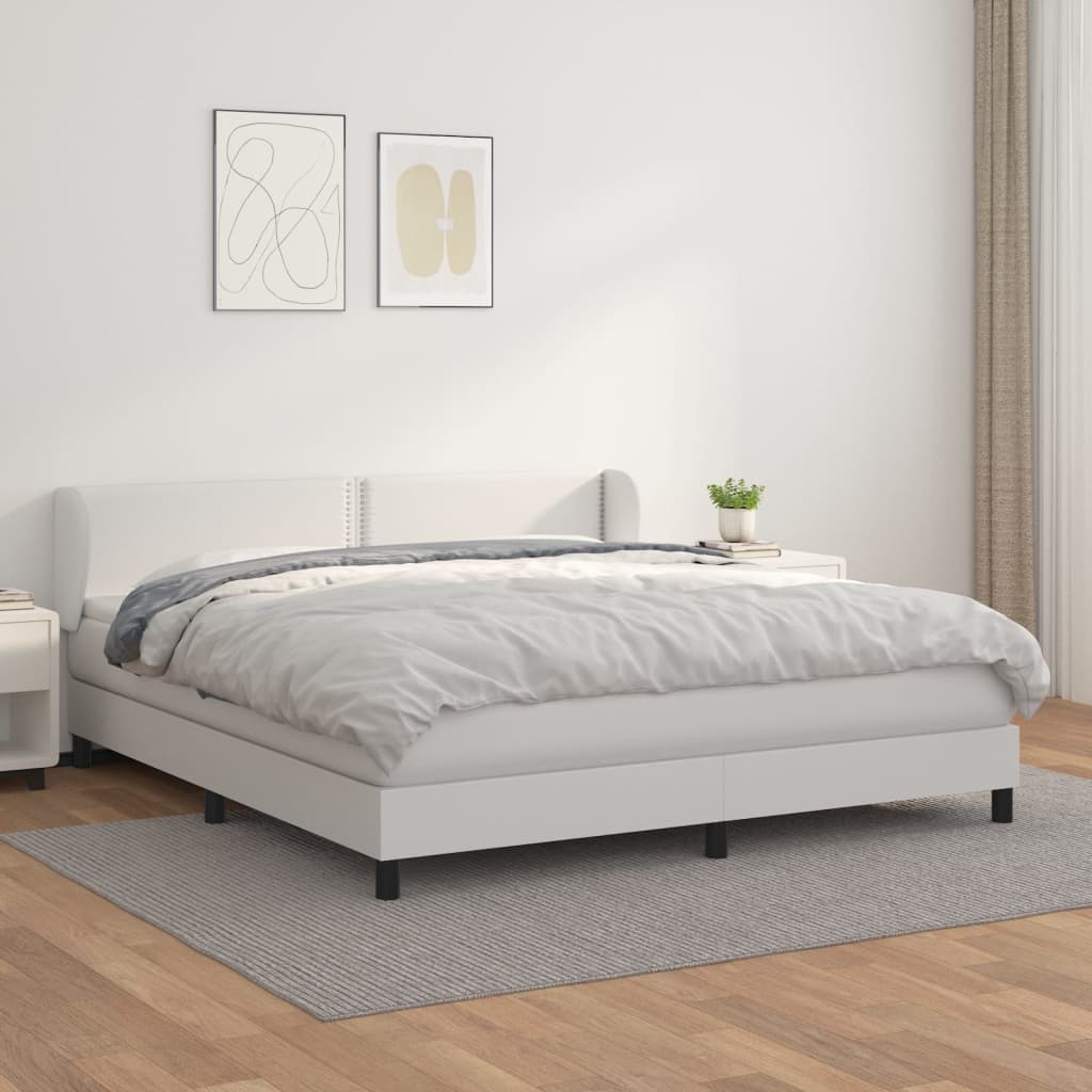 Boxspringbett Mit Matratze Kunstleder Weiß