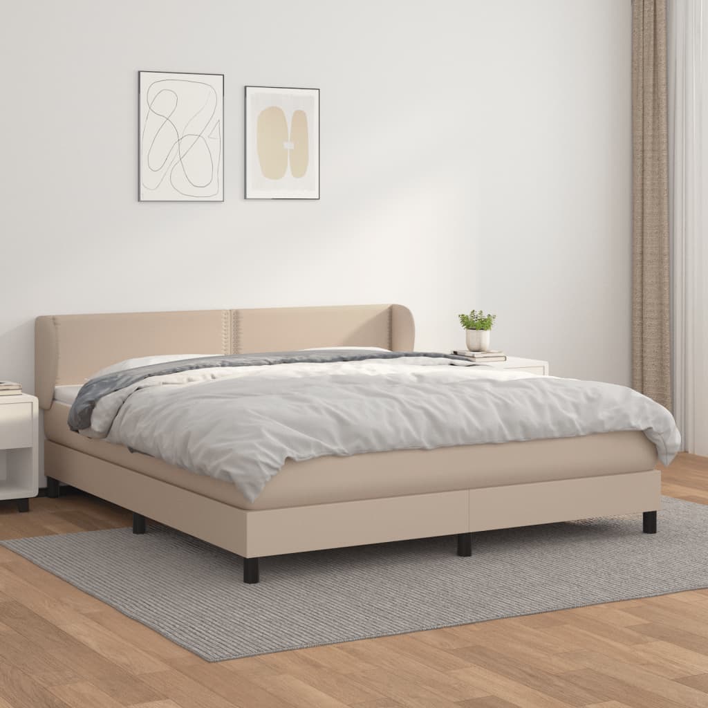 Boxspringbett Mit Matratze -Braun 90X200Cm Kunstleder Cappuccino
