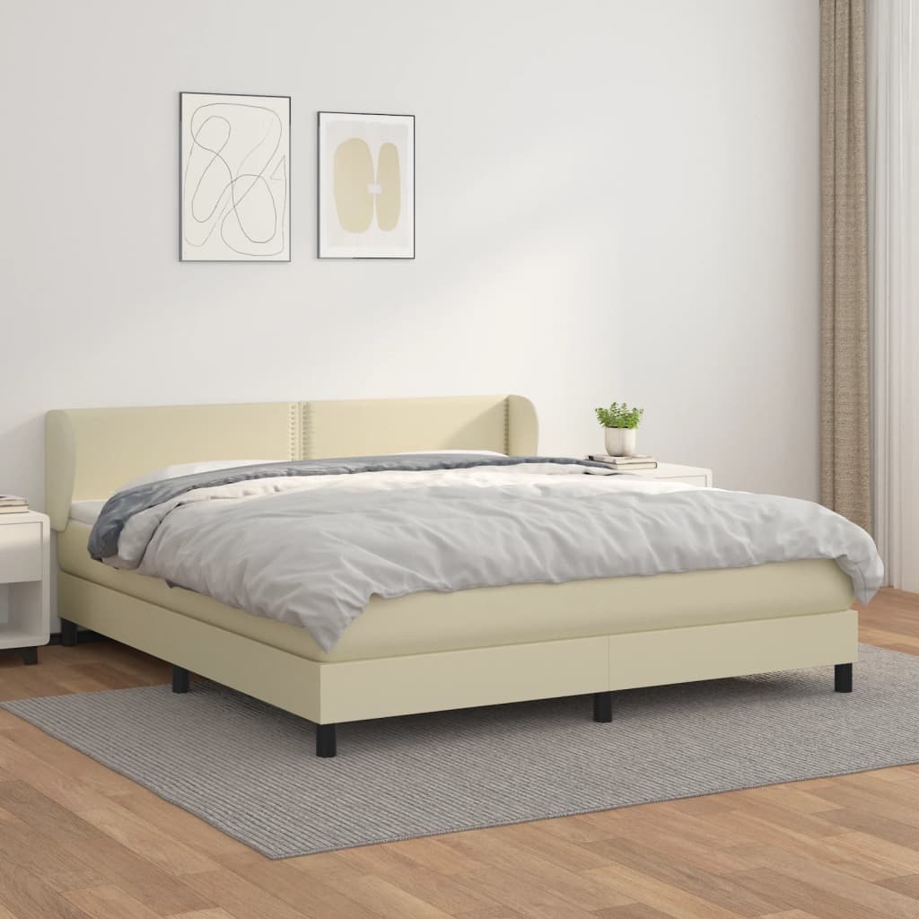 Boxspringbett Mit Matratze Kunstleder Creme
