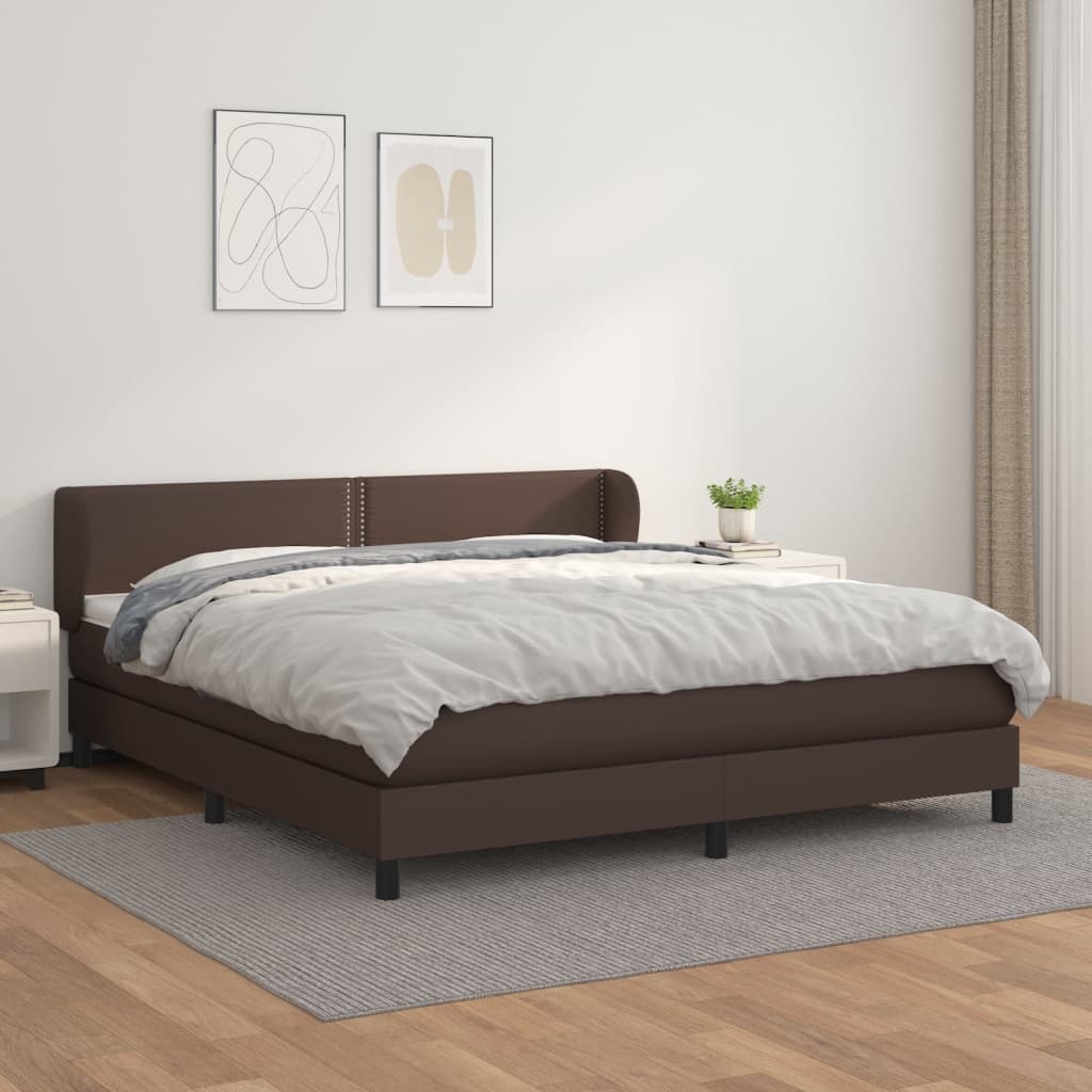 Boxspringbett Mit Matratze Kunstleder Braun