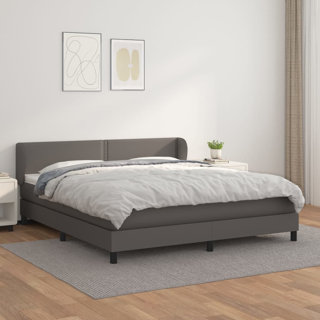Boxspringbett Mit Matratze Kunstleder Grau
